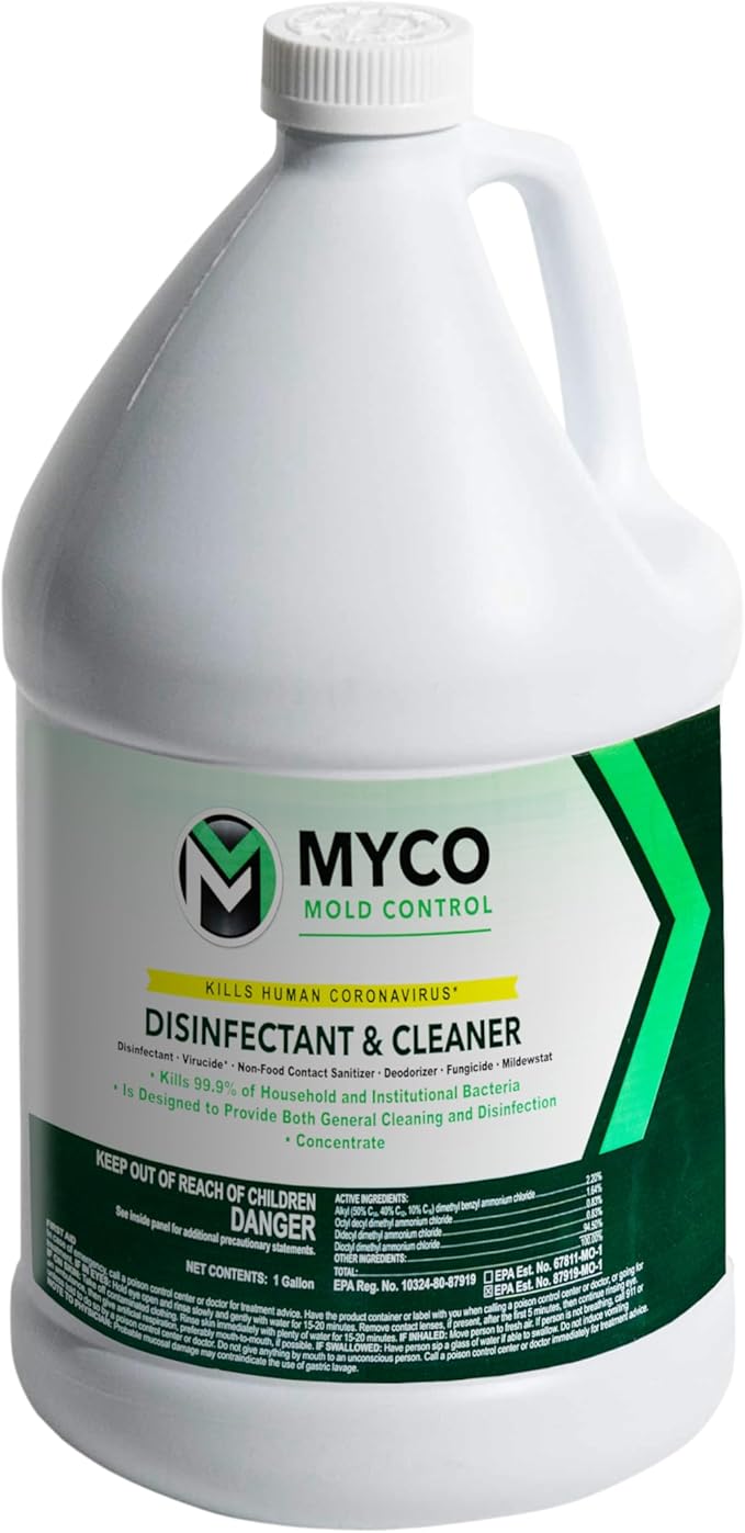 Myco Mold Control Concentrate – EPA-Registered Hospital Grade Disinfectant & Cleaner, Quat Formula for Mold Remediation & Bacteria Control, Commercial & Residential Use, 1 Gallon by Express+Chem