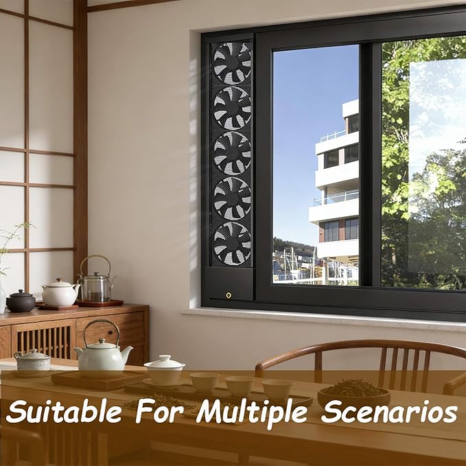 Vertical Window Exhaust Fan for Sliding Windows-Easy Tool-Free Installation, Adjustable Speed with Reversible Airflow, Slim Design for Bedroom Kitchen Office, Alternative to AC Fan and Household Fans - Image 4