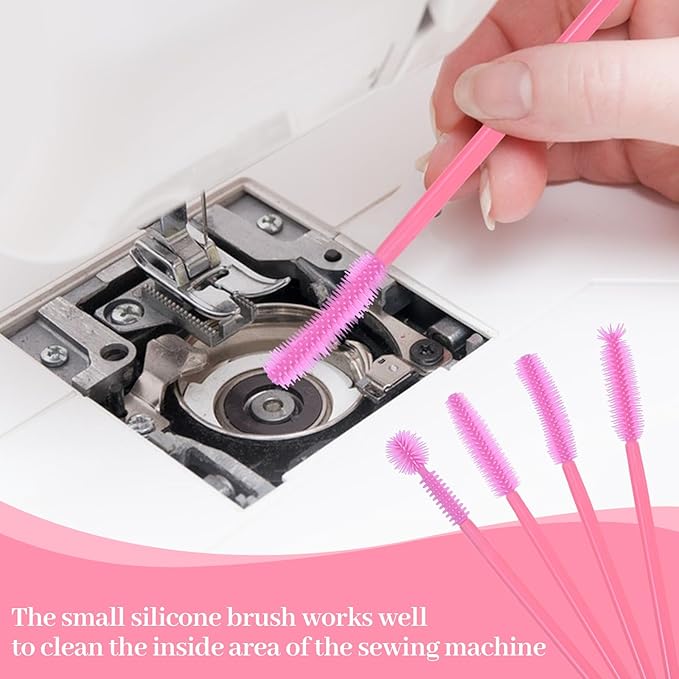 40Pcs Sewing Machine Cleaning Kit, Silicone Small Brushes for Cleaning Small Parts Mini Scrub Brush for Tight Spaces, Ideal for Sewing Machine & Humidifier Crevice Reusable Nook & Cranny Brushes, Pink - Image 8