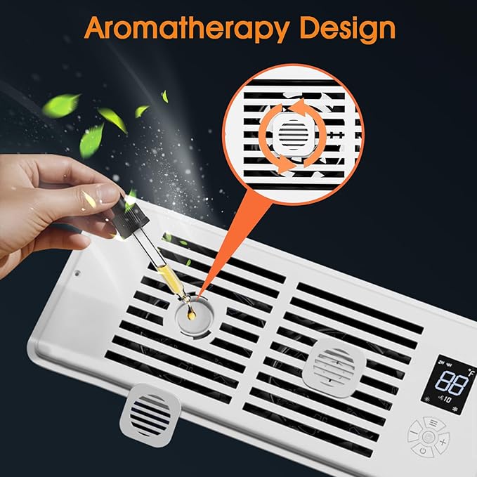 Register Booster Fan,10-Speed Smart Thermostat AC Vent Fan with Timer Setting and Aroma Function, Air Vents Fans & Heating for Wal (White, 4" x 10") - Image 7