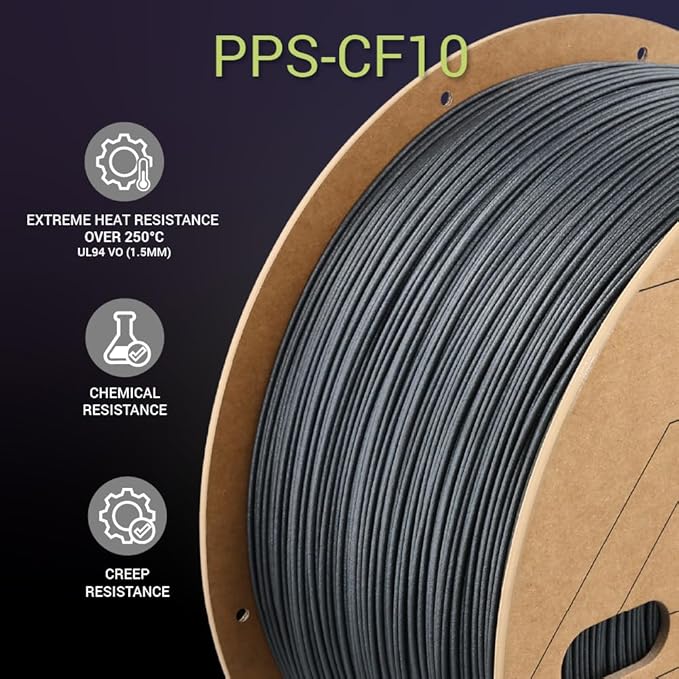 Polymaker Fiberon PPS-CF10 Filament Black 1.75mm 3kg, Extreme Heat Resistance - Fiberon Carbon Fiber Reinforced PPS 3D Printing Filament Ideal for Molding - Image 7