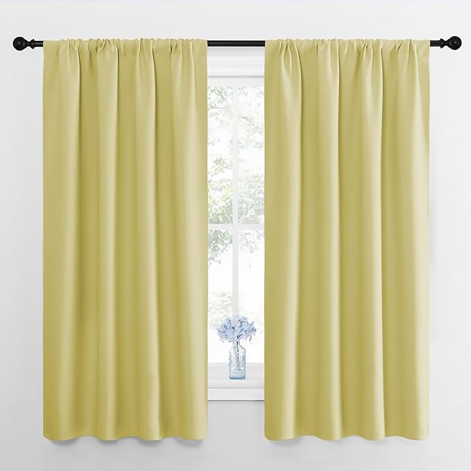 NICETOWN RV Blackout Curtains for Camper Windows, Paler Yellow, 29" Wide by 50" Long, 2 PCs, Short Blackout Curtains & Drapes, Thermal Insulated Blackout Curtain Panels for Kids Room, Play Room by NICETOWN