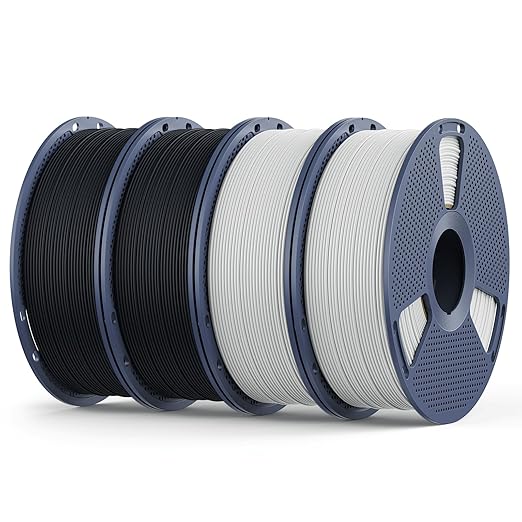 Matte PLA Filament 1.75mm, 4kg(8.8lbs) SUNLU 3D Printer Filament, Matte Surface Texture, No Clogging, Less Brittle, Black+Black+White+White by YOOPAI