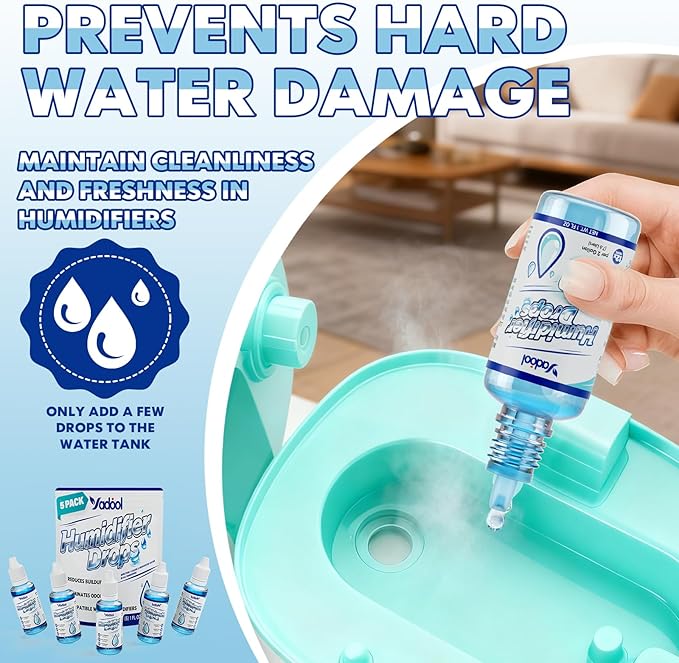 [5 Pack] Humidifier Cleaner Drops, Humidifier Water Treatment Cleaning Solution for All Makes & Models - Slows Buildup & Scaling - Deeply Cleans & Deodorizes Water - 500+ Day Supply - Image 6