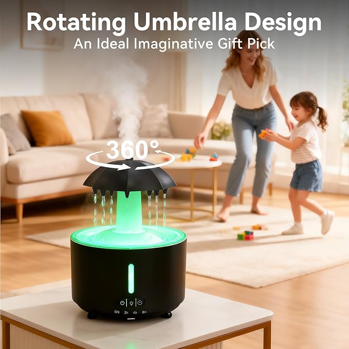 Missfly Aromatherapy Diffuser,Clouds and Cool Mist Humidifier,360° Rotatable,Super Quiet, Easy to Fill & Clean, Auto Shut-Off,300ml Humidifiers for Bedroom Home and Office (Black) - Image 5