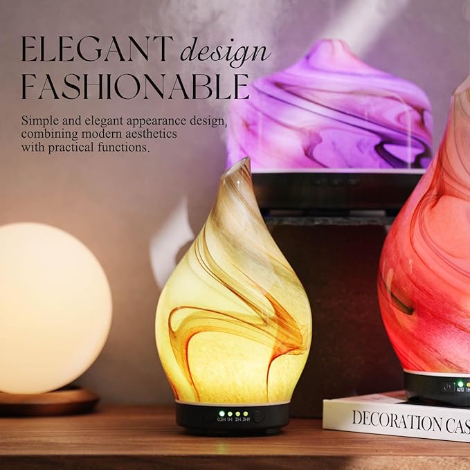 Porseme 150ml Essential Oil Diffuser Glass Color Changing Aroma Air Diffusers Aromatherapy Ultrasonic Cool Mist Humidifier 4 Running Hours Waterless Auto-Off for Sleeping Yoga Office Spa (Jupiter) - Image 4