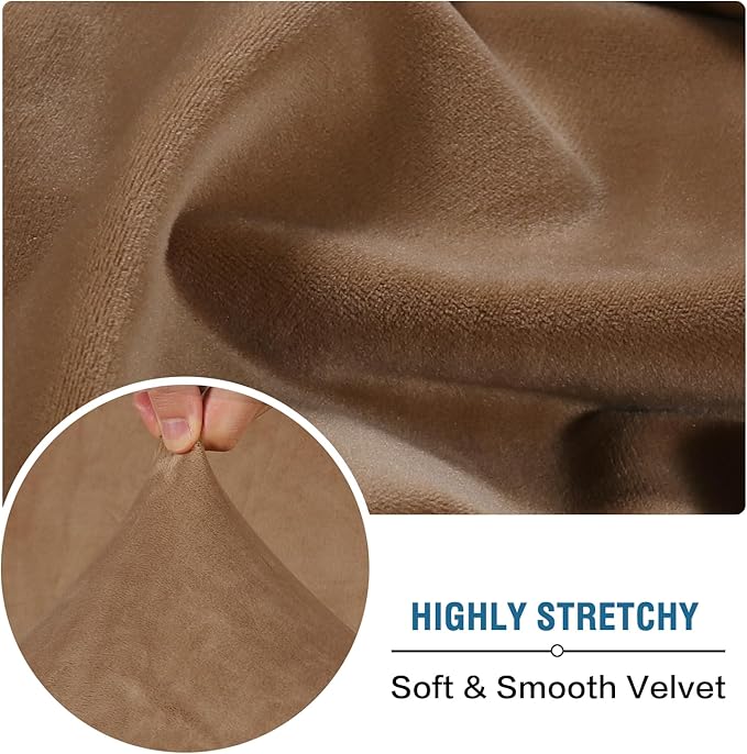 H.VERSAILTEX Velvet Stretch Individual Couch Cushion Cover Plush Cushion Slipcover for Loveseat Sofa Cushion Furniture Protector Seat Cushion Sofa Cover (1 Piece Sofa Cushion Cover, Camel) - Image 5