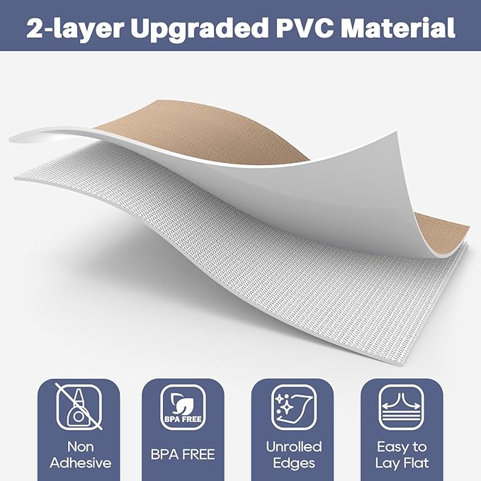Drawer Liner, Shelf Liners for Kitchen Cabinet Waterproof & Oil-Proof Cupboard Liner Non-Slip Drawer Mat PVC Material Non Adhesive Kitchen Liner for Countertop Beige 23.6 x 157.4 Inches - Image 5