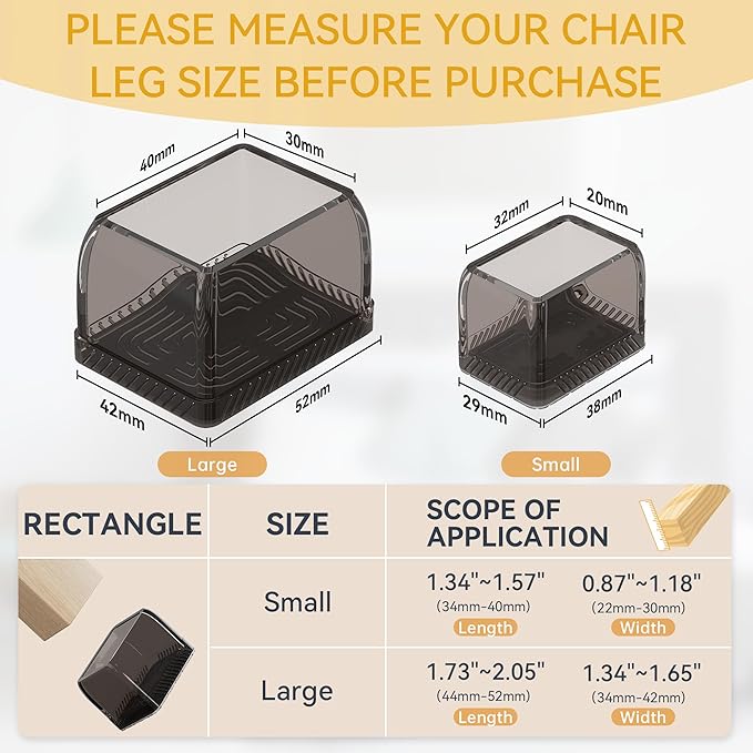 24PCS Rectangular Chair Leg Floor Protectors, Furniture Sliders, Non-Slip Felt Furniture Pads for Hardwood Floors, Silicone Cap Covers to Protect Floors,(Fit L :1.34-1.57", W: 0.87-1.18") - Image 3