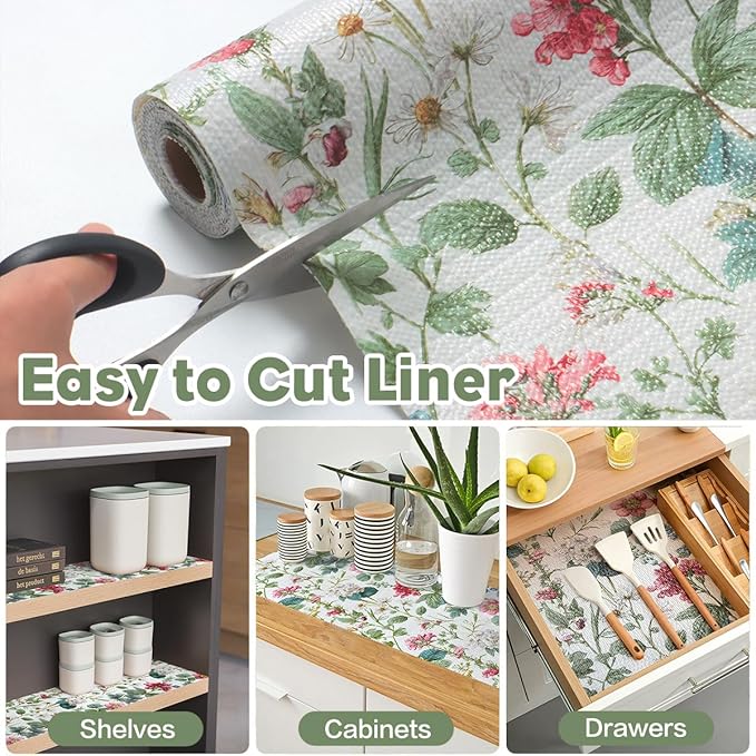 Shelf Liner for Kitchen Cabinets Non Adhesive Drawer Liner,Cabinet Liner for Shelves,Non Slip Kitchen Drawer Liners for Dresser,Waterproof Shelf Paper for Refrigerator,Cupboard,12In x 10FT - Image 4