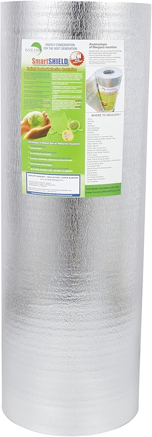 SmartSHIELD -1.5mm 48" x200ft Reflective Insulation roll 800 Sq. Ft., Foam Core Radiant Barrier, Thermal Insulation Shield - Foil / Foil - Image 2