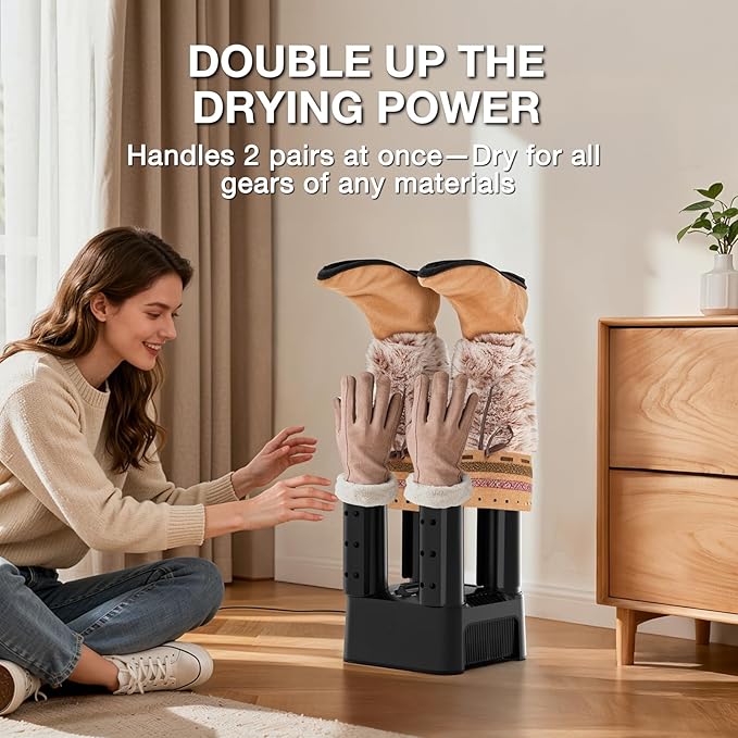 Air Choice Boot Dryer, Electric Shoe & Glove Dryer with Heat Blower Fan, 180 Mins Timer, Detachable Racks, Helps Reduce Odor, 4 Boot Warmer for Work & Ski Shoes, Sneakers, Gloves, and Hats - Image 2