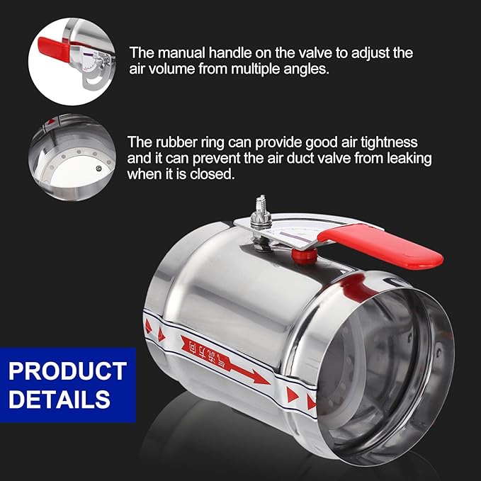 PATIKIL HVAC Duct Manual Volume Backdraft Damper, 4 Inch, Airflow Ducting Branch Vent Damper Air Control Valve, Adjustment Handle Stainless Steel, for HVAC - Image 3