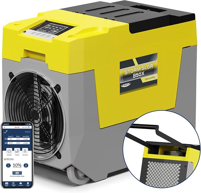AlorAir 180 PPD LGR Commercial Dehumidifier with Pump, Heavy Duty Industrial Dehumidifiers Water Damage Restoration for Homes, Basements, Garages, Gym and Job Sites, Winter Storm (Yellow) by ALORAIRSOLUTIONSINC0J0DC