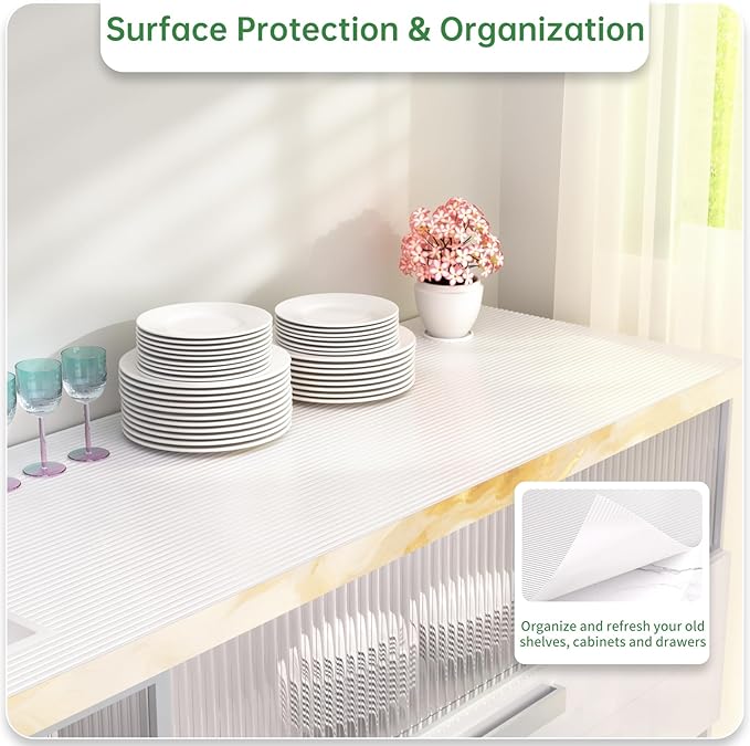 Shelf and Drawer Liner for Kitchen Cabinet, Non-Adhesive 18in x 120in Waterproof Durable Thickened EVA Material Easy-to-Cut Contact Paper Non Slip Mat for Refrigerator, Cupboard, Dresser - Image 5