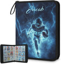Custom Name 9 Pockets Football Card Binder, Personalized Rugby Trading Card Holder Collector Album with 50 Sleeves for TCG, MTG, Sports Cards by Joyousleap