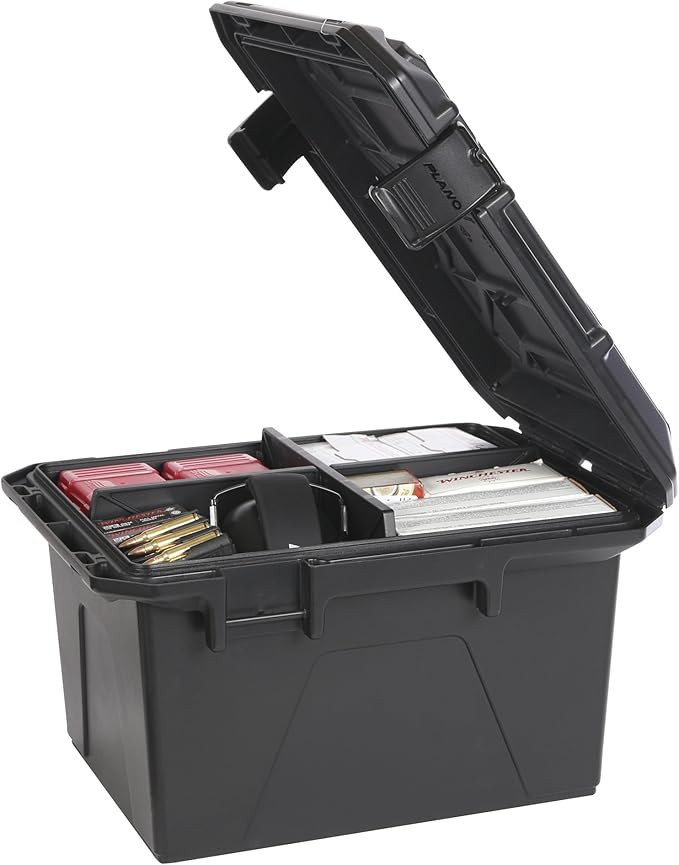 Plano Ammo Crate, Black, Lockable Plastic Ammunition Storage Box, Water-Resistant Protection with Interlocking Foam and Removable Dividers - Image 2