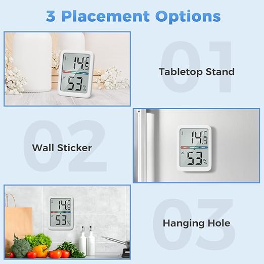 Digital Thermometer Hygrometer, Large LCD Screen Room Thermometer Temperature, Wall Thermometer Humidity Indoor with High Accuracy, Suitable for Greenhouse, Home and Office Measuring Devices - Image 6