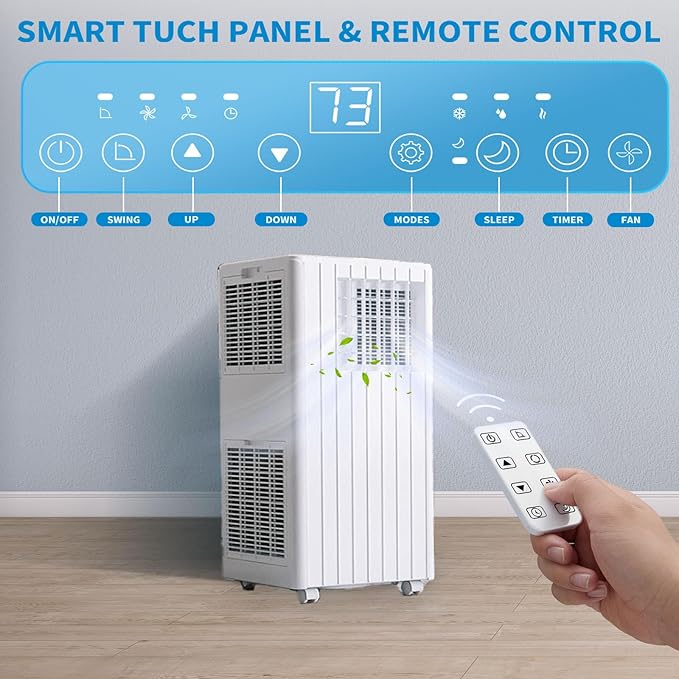Portable Air Conditioners, Cool up to 350 Sq. Ft, 8,000 BTU 3-in-1 Movable AC for Bedroom with Dehumidifier, Fan, Sleep Mode, 24H Timer, Remote Control, and Window Installation Kit Included - Image 5