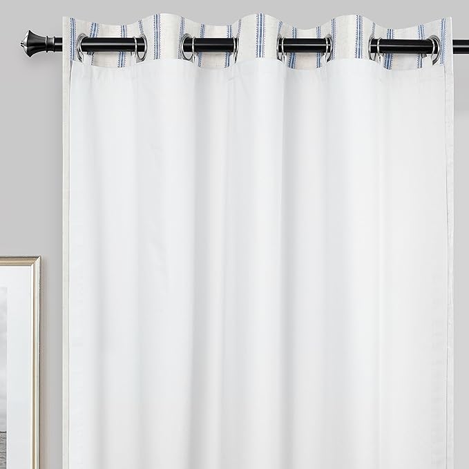 DriftAway Thermal Insulated 100 Percent Darkening Blackout Curtain Liner 2 Panels Each Liner Size 50 Inch by 68 Inch Rings Included Off White Panel by DriftAway