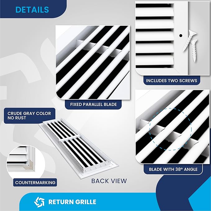 24x6 Inch (Duct Opening) Air Return Vent Cover Decorative – Premium Aluminum AC Vent Cover for Ceiling & Wall, Rustproof Grille, Ideal for Home HVAC Grille, Durable & Easy to Install by ACLAMINAIRE - Image 9