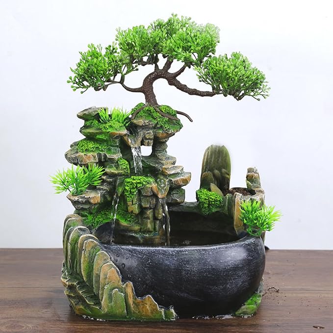 11-Inch Tabletop LED Waterfall Fountain with Atomizer – Quiet Resin Rockery Mist Humidifier for Bedroom, Office, Meditation or Gift Décor - Image 5