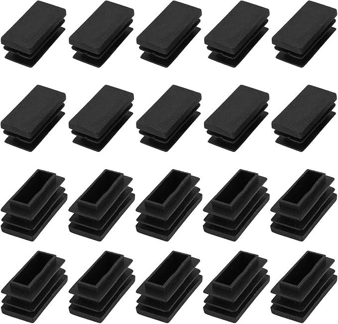 METALLIXITY Rectangle End Caps (30 x 15mm) 24Pcs, Plastic Rectangle Tube Inserts Threaded End Blanking Caps Protector - for Furniture Table Chair Legs, Black by METALLIXITY