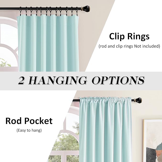 DONREN 2 Panels 96 Inches Long Curtain Panels for Bedroom - Room Darkening Thermal Insulated Drapes with Rod Pocket(Aqua,42 by 96 Inch) - Image 5