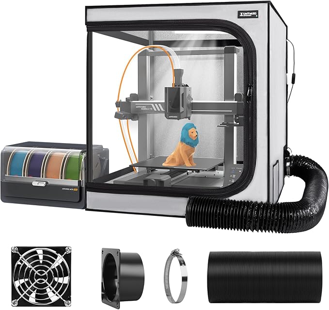 3D Printer Enclosure with Ventilation Kit for Anycubic Kobra 3/3 V2 Combo/Flashforge AD5X 3D Printers,Fireproof & Dustproof Noise Reduction 3D Printer Cover with USB LED Lighting System-580*650*650mm by UniTak3D