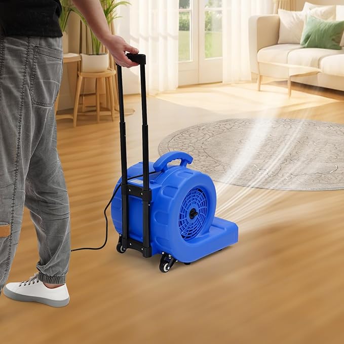 750W Commercial Floor Dryer, 750W Portable Air Mover & Commercial Floor Blower with 3 Speed Settings, 20-120 Min Timer & 3 Blowing Angles for Industrial/Commercial Use (Blue) - Image 7