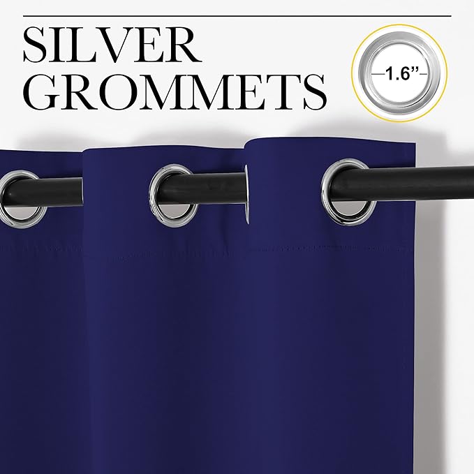 NICETOWN Navy Blue Blackout Curtains 40 inches Length for Kitchen, 2 Panels, 29" Wide, Thermal Insulated Decoration Drapes for Small Window - Image 2