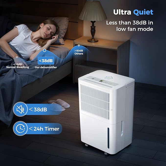 2,500 Sq Ft Portable Home Dehumidifier with Drain Hose, 74 OZ Water Tank, 24 Hr Timer, 3 Modes High Efficiency Compressor for Basement, Bedrooms, Bathrooms and Laundry Rooms - Image 5