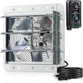 iLiving 10" Wall Mounted Shutter Exhaust Fan, Automatic Shutter, with Thermostat and Variable Speed controller, 65W, 820 CFM, 1200 SQF Coverage Area Silver (ILG8SF10V-ST) by iLiving