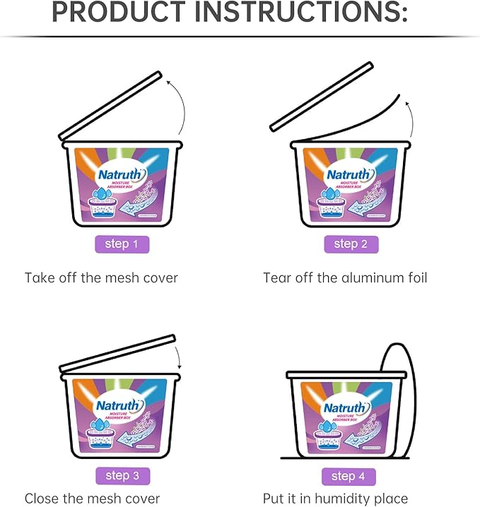 NATRUTH Moisture Absorbers With Lavender Scent,12.5OZ*6-Pack Portable Closet Dehumidifier, Odor Eliminator Absorber Bucket,Humidity Absorber,Cleaner Air Dehumidifier for Closet,Bathrooms, Kitchen - Image 8