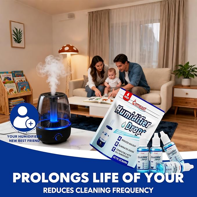 Humidifier Treatment Drops Concentrate Cleaner Reduces Buildup & Scaling, Deodorizes Water, Fits All Models, 400+ Day Supply, 4PK - Image 4