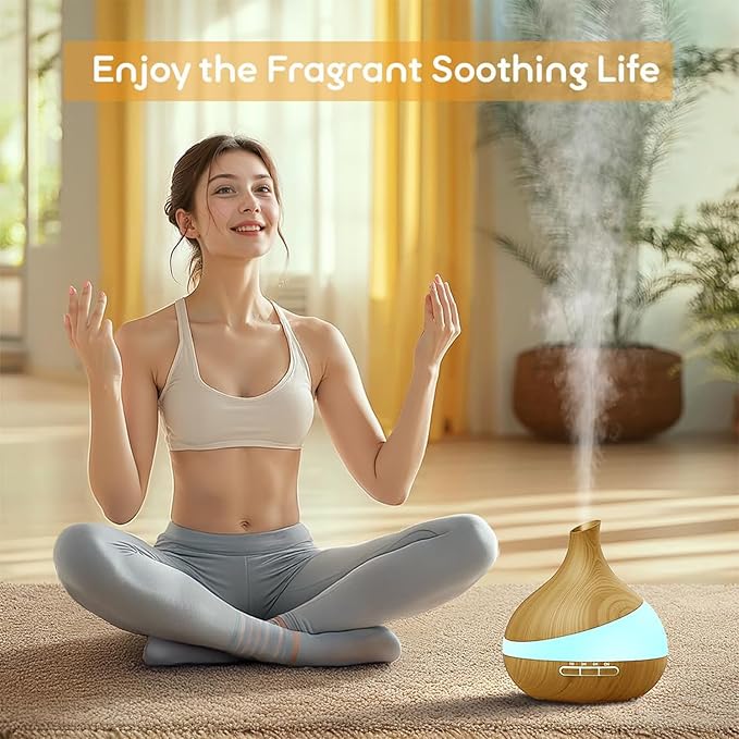 500ML Essential Oil Diffuser: Aroma Diffuser with Remote Control for Hotel Spa Yoga Room - Humidifiers for Bedroom with 14 Colors LED Night Light for Kids/Women Home Relaxation - Image 3