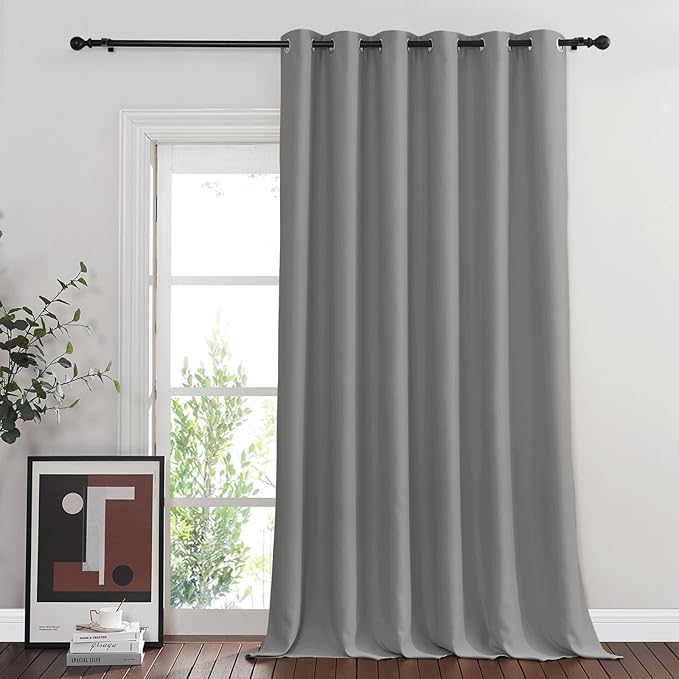 NICETOWN Blackout Silver Grey Sliding Door Curtains 90 inch Length, Thermal Insulated Grommet Room Darkening Window Treatments for Bedroom/Living Room, 1 Panel, W80 x L90 by NICETOWN
