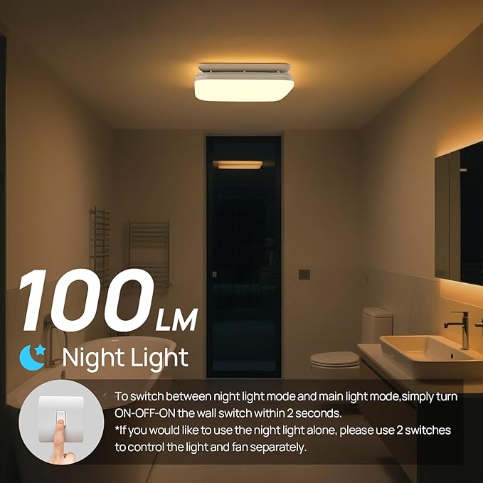 Consciot Bathroom Exhaust Fan with Light, 50 CFM, 1.0 Sone Super Quiet, 1000Lm LED Light, 2700K-5000K 5 Color Selectable & Nightlight, 16W Bath Fan Light Combo - Image 6
