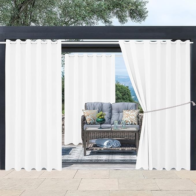 Water Proof Outside Curtains with Grommet Top for Porch, W84 x L84 Thermal Insulated Washable Light Block Outdoor Divider Drapes for Patio Gazebo Deck Pool Area Pergola Cabana (2 Panels) - Image 8