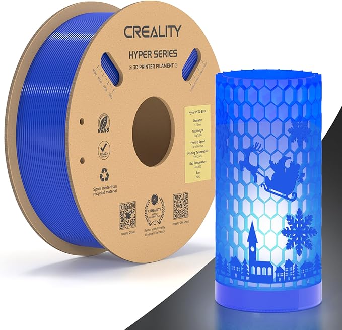 Official Creality Hyper PETG Filament, High Speed 600mm/s 3D Printer Filament PETG, 1kg(2.2lbs)/Spool 1.75mm, Dimensional Accuracy ± 0.05 mm (Blue) by Creality