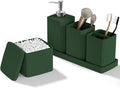 Dark Green Bathroom Accessories Set 5 Pieces, Resin Toothbrush Holders Set Complete with Soap Dispenser, Toothbrush Holder, Vanity Tray, Bathroom Tumbler and Qtip Holder for Small Spaces by LetUsMakeHomeYourFavoriteDestination