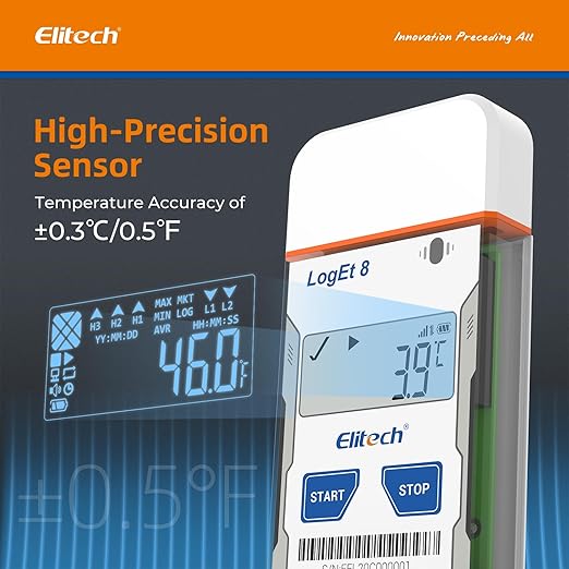 Elitech USB Temperature Data Logger Reusable Temperature Recorder Refrigerator Thermometer High Accuracy External Temperature Sensor, Auto PDF Report USB Port 16000 Points LogEt8TE-2Pack, -40~85℃ - Image 3