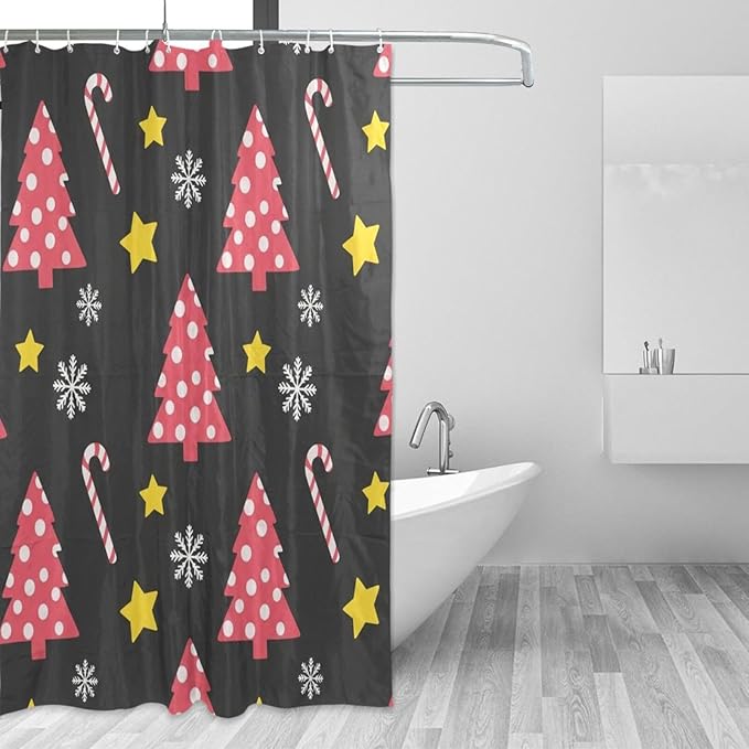 Christmas Gnome Tree Red Shower Curtain Liner 72×72 inch for Bathroom Curtain Anti Mold Shower Curtain with Hooks Shower Accessories by Unknown