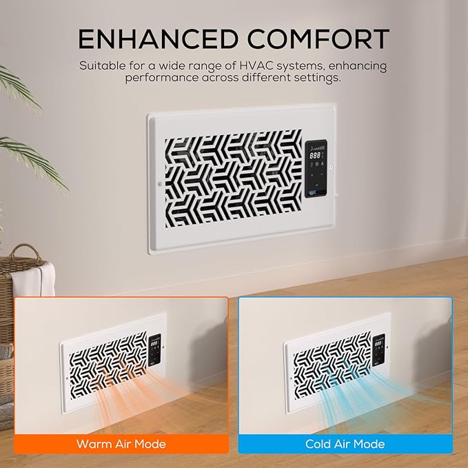 6x12 Quiet Register Booster Fan - Energy Efficient HVAC Vent Booster Fan for Enhanced Home Airflow, Dimmable Display & Easy Installation, T6-12F - Image 9