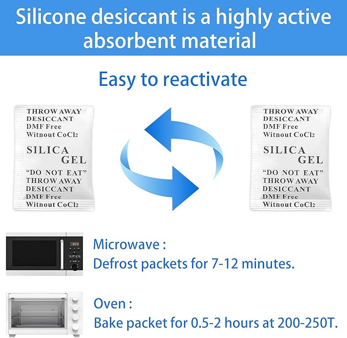 25 Pack 5g Silica Gel Desiccant Bags - Reusable Humidity Control for Camera Gear, Leather Goods & Collectible Storage (25) - Image 3