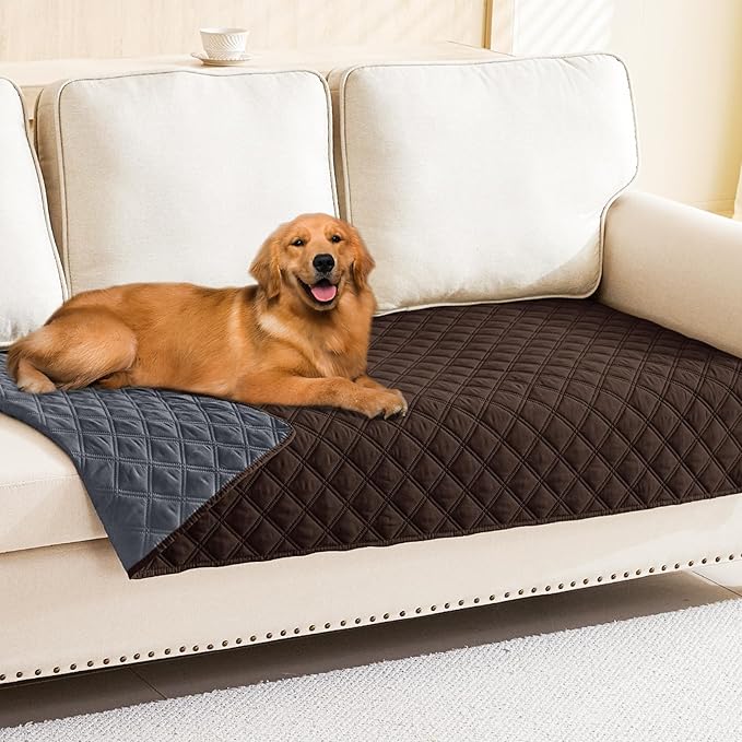 Smiry Waterproof Dog Bed Cover Pet Blanket, Soft Washable Dog Blanket for Furniture Bed Couch Sofa Reversible, Checkered (30"x80", Chocolate/Dark Grey) by Smiry