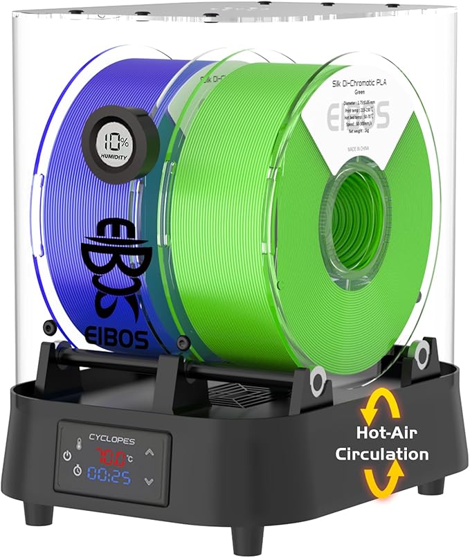 【EIBOS Official】3D Printer Filament Dryer Cyclopes with Fan, Filament Dry Box 2 Rolls with Adjustable Temp Max 70℃, Humidity Sensor, Infinite Timer, Compatible with 1.75mm 2.85mm 3.00mm PLA Nylon TPU by EIBOSOfficial
