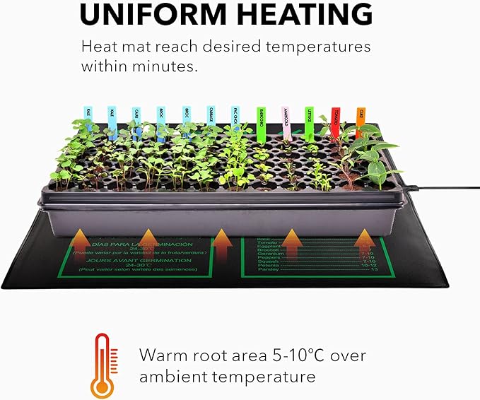 BN-LINK Seedling Heat Mat Warm Hydroponic Heating Pad Waterproof 20" x 20.75" for Seed Starting Greenhouse and Germination - Image 5