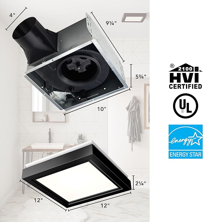 Broan® 110 CFM Decorative Bathroom Exhaust Fan with LED Light and Matte Black Trim, ENERGY STAR® certified - Image 3
