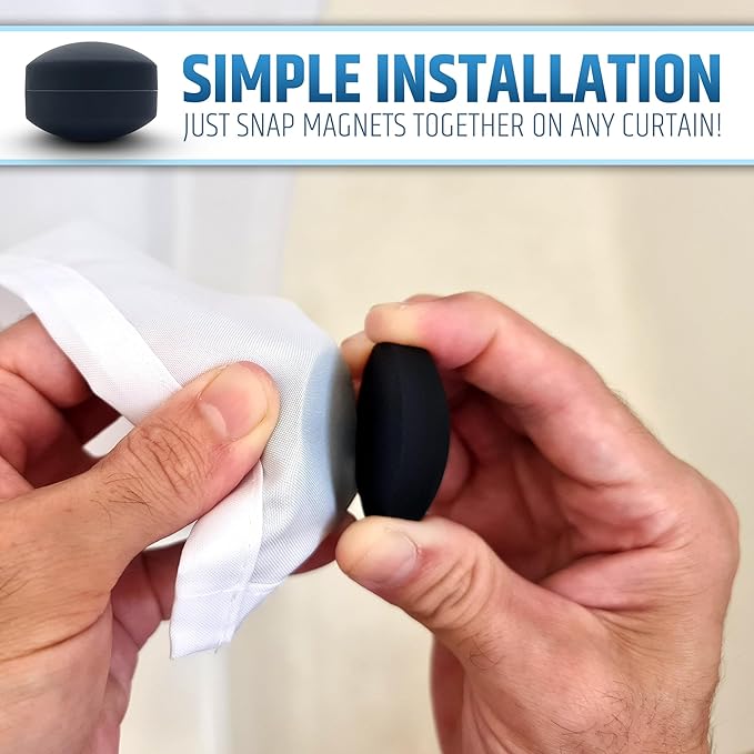 Powerful Anti-Billowing Magnetic Shower Curtain Weights for Splash-Free Bath Experience - 360° Silicone Wrapped - Will Never Rust - Heavy Magnets Prevent Curtain Liners from Blowing | 4 Pairs | Black - Image 3